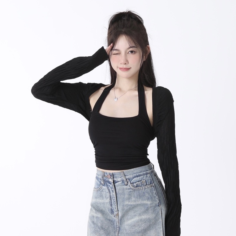 [CÓ MÚT] Áo yếm croptop chất thun tăm siêu đẹp co giãn 4 chiều MS1163