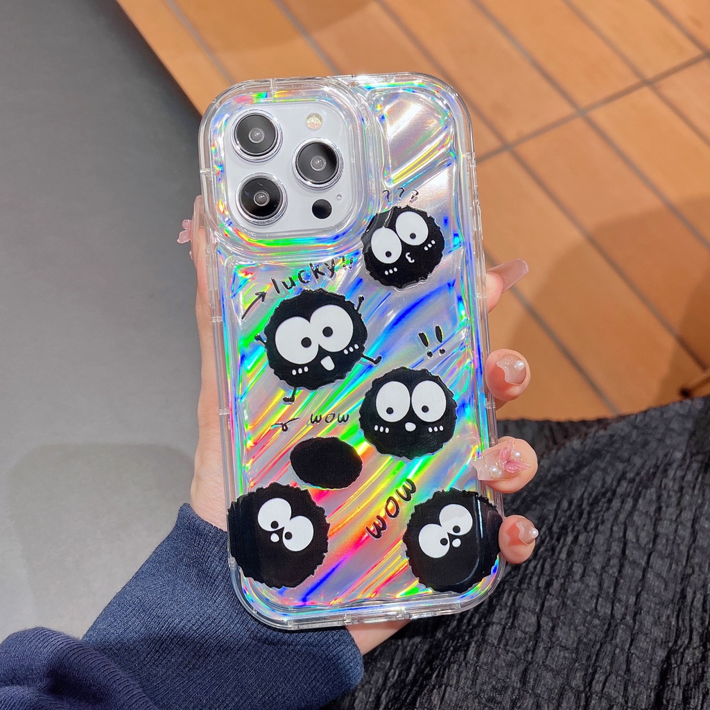 Ốp Điện Thoại TPU Trong Suốt Màu Laser Họa Tiết Hoạt Hình Cho iPhone 12 13 14 Pro Max