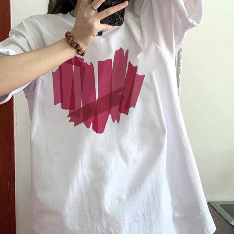 Áo Thun Nữ Ngắn Tay Cổ Tròn In Chữ Thời Trang Hàn Quốc Mới