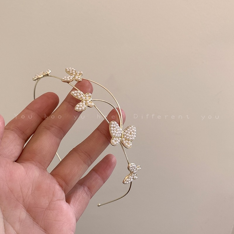 Băng Đô Cài Tóc Hình Bướm Đính Ngọc Trai Phong Cách Mới 2023