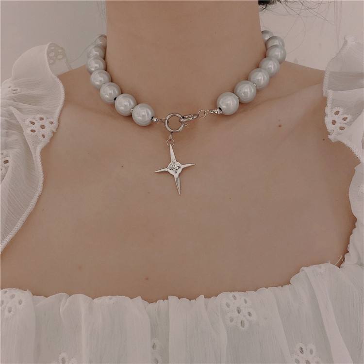 Vòng cổ Chuỗi Hạt Hình Thánh Giá Màu Dạ Quang Phong Cách Hip Hop