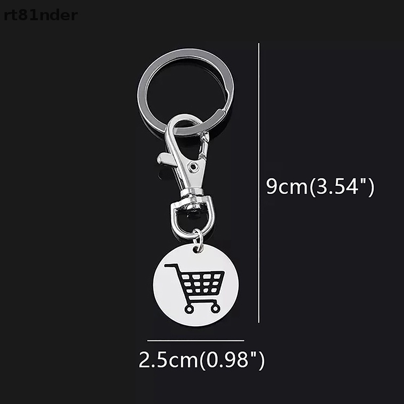 Rt Móc Chìa Khóa Tròn Màu Đen Bằng Thép Không Gỉ Hình Logo Mua Sắm Sáng Tạo