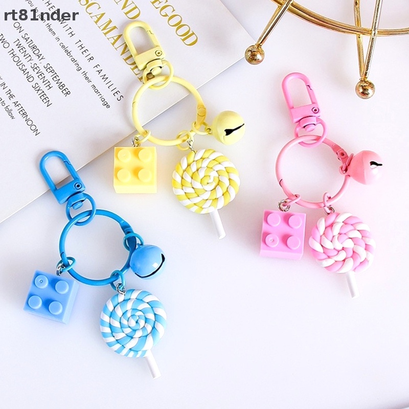 Rt Phụ Kiện Móc Khóa Hình Kẹo Mút Phối Chuông Nhiều Màu Dễ Thương Trang Trí Ba Lô / Ô Tô / Túi Xách