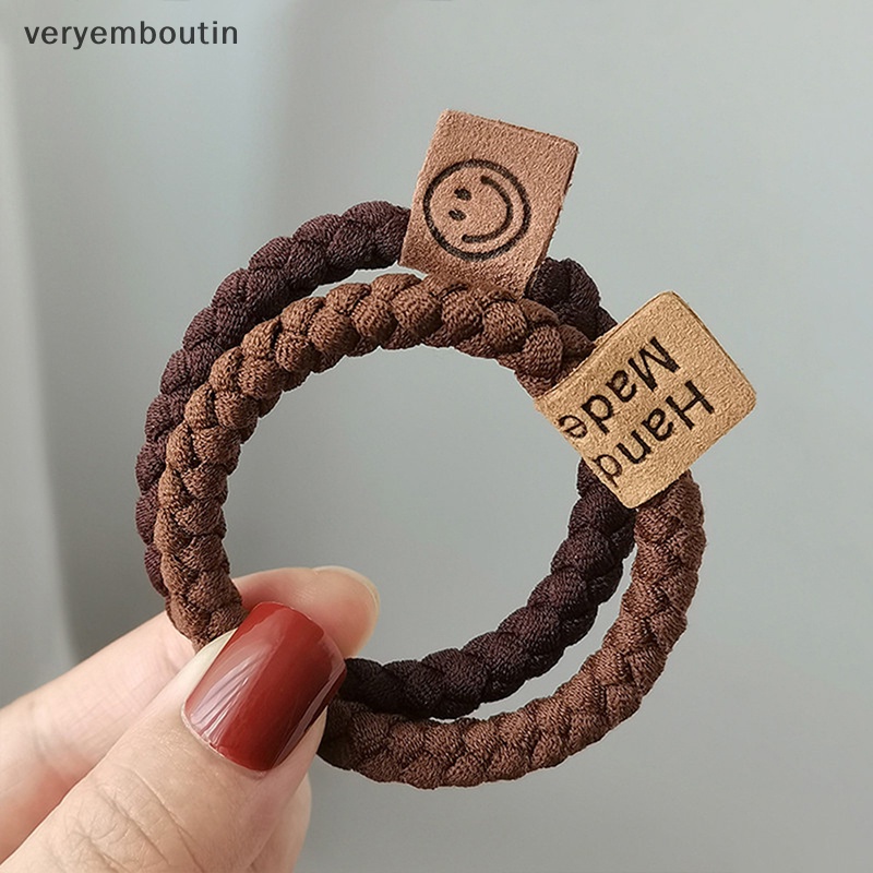 Bộ 5 Dây Buộc Tóc Cao Su Co Giãn Hình Mặt Cười Đơn Giản Phong Cách Hàn Quốc Cho Nữ