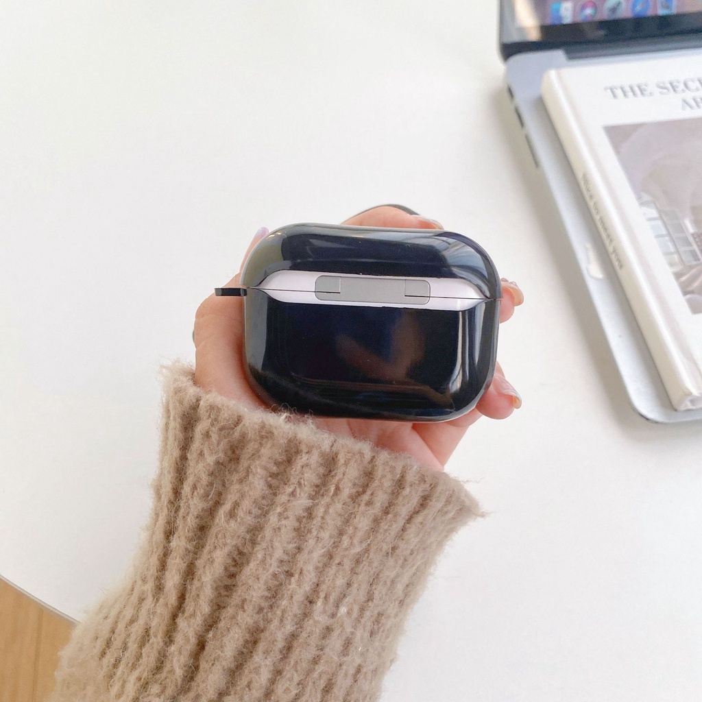 Vỏ Bảo Vệ Hộp Sạc Tai Nghe Bluetooth Airpods 1 2 3 Pro Airpods3 Bằng TPU Dẻo Hình Máy Ảnh 3D Màu Đen Bóng Kiểu Vintage