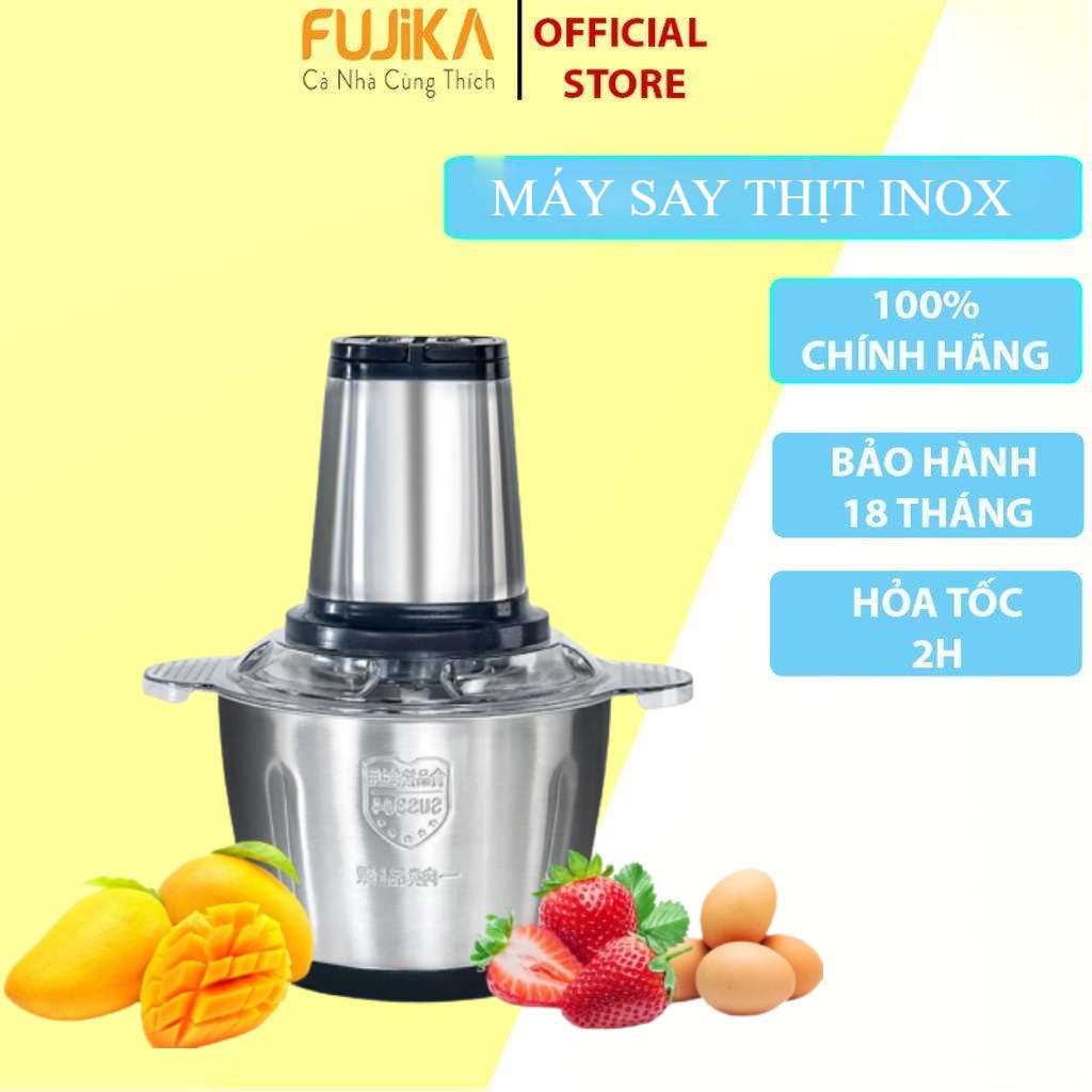 Máy xay thịt inox cầm tay, máy xay inox siêu bén bền chất lượng FUJIKA
