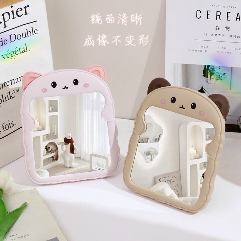 Gương soi để bàn gấp gọn mini hình gấu