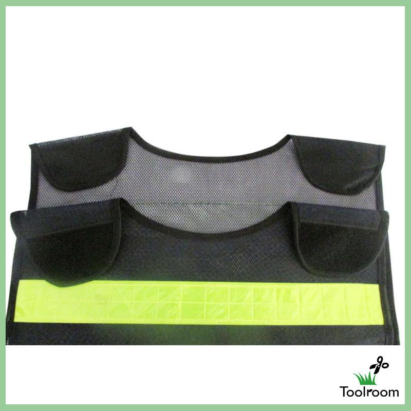 [Toolroom] Áo Khoác Ghi Lê Bảo Vệ An Toàn Kẻ Sọc Phản Quang Màu Đen Có Thể Điều Chỉnh