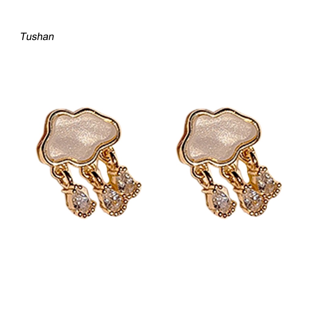 1 Đôi Bông Tai Hình Đám Mây / Trái Tim Đính Đá / Ngọc Trai Giả Thời Trang Dành Cho Nữ