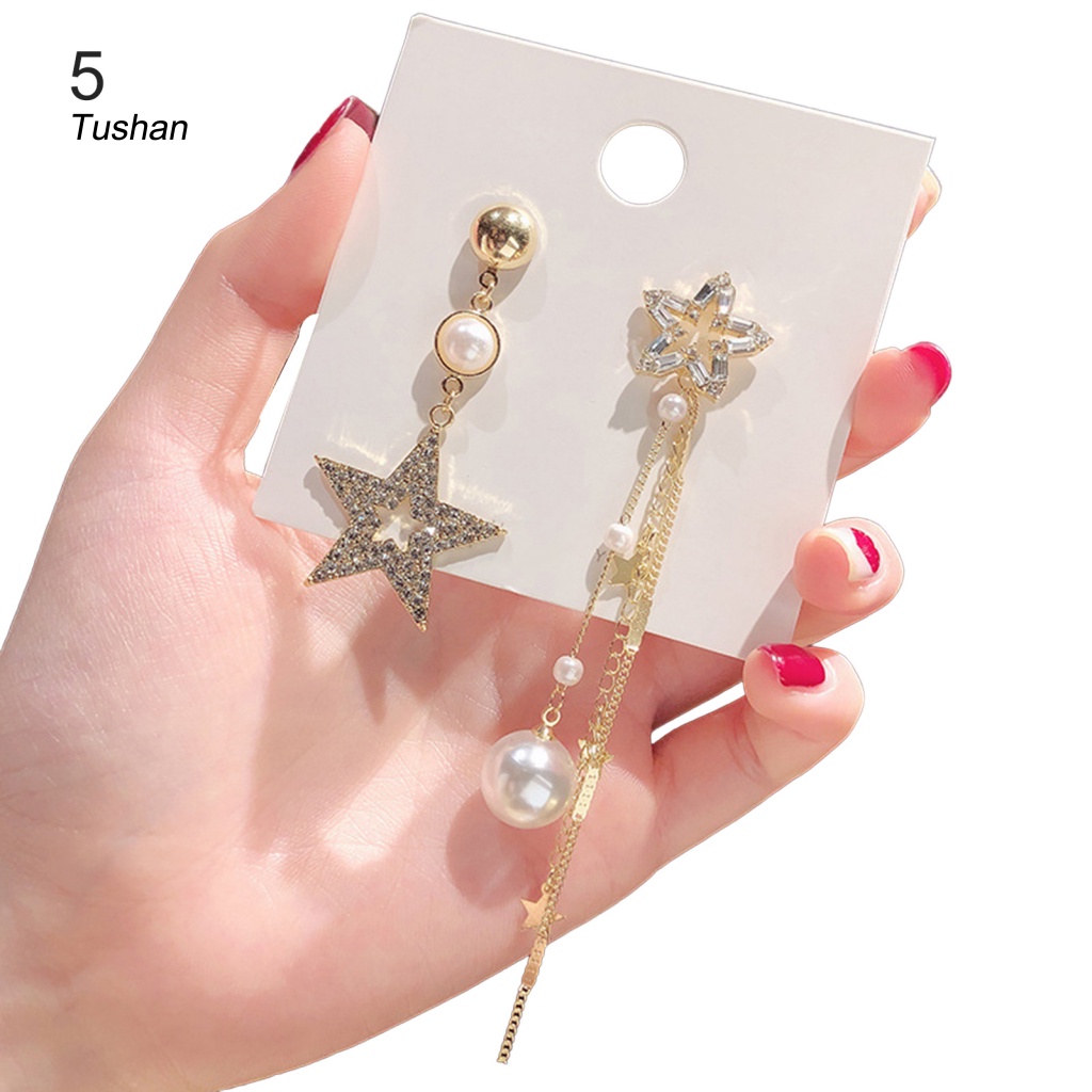 1 Đôi Bông Tai Hình Nơ Đính Ngọc Trai Giả Phong Cách Vintage