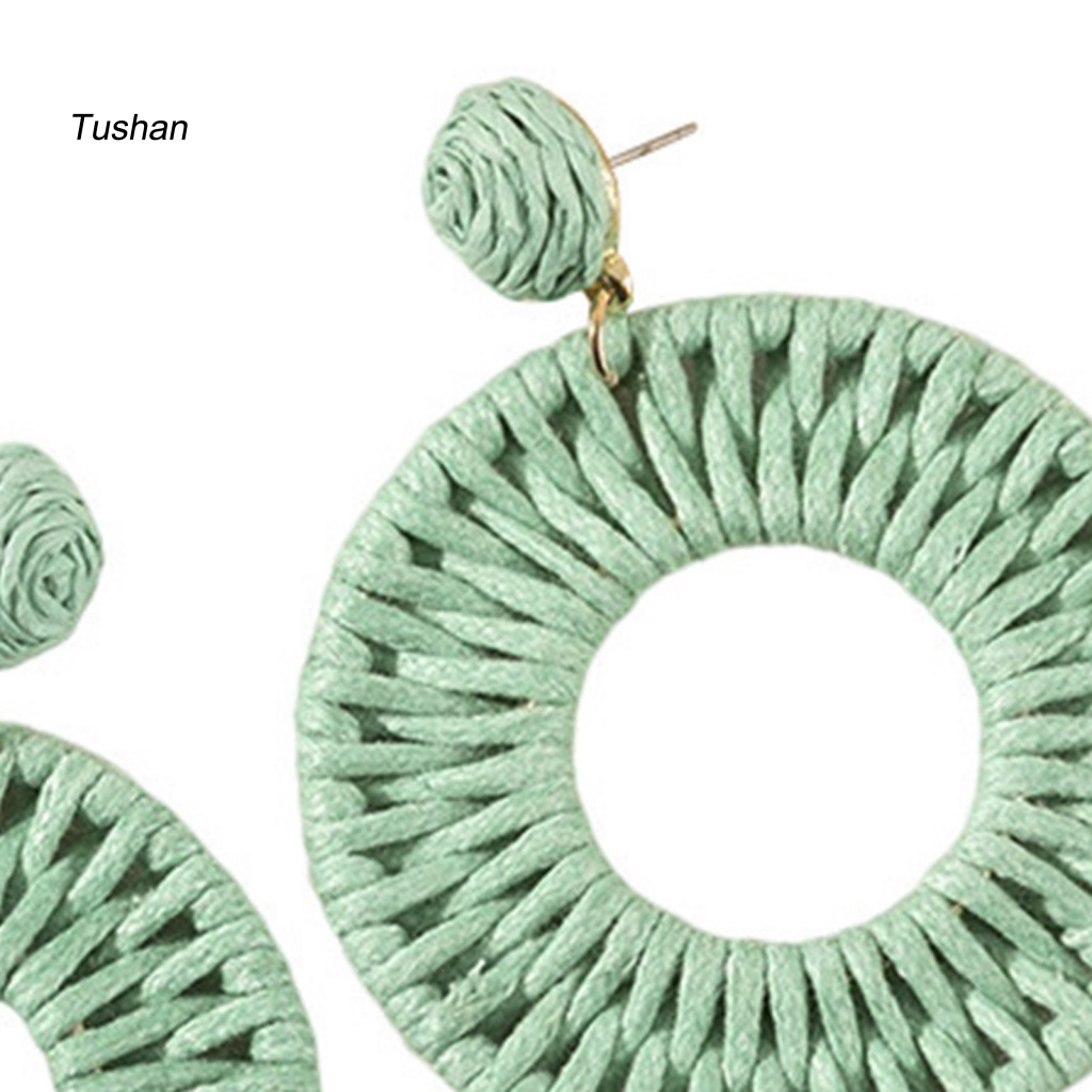 1 Đôi Bông Tai Tròn Màu Sắc Tươi Sáng Thời Trang Đi Biển Cho Nữ