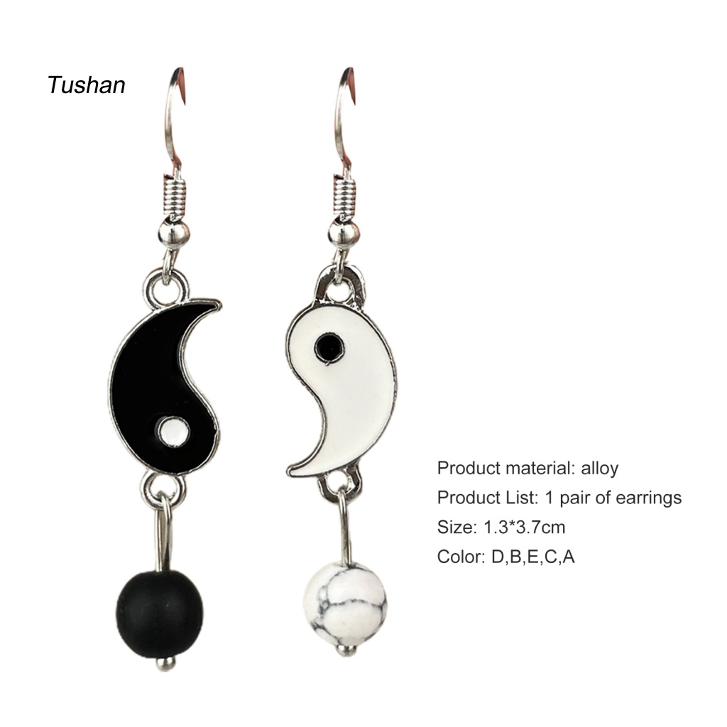 1 Đôi Bông Tai Mạ Âm Dương Dáng Dài Bề Mặt Mịn Thời Trang