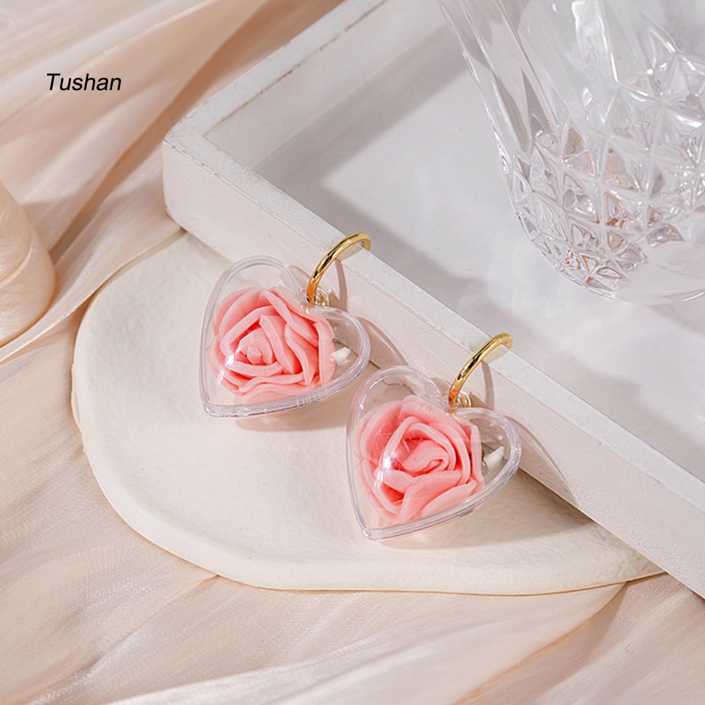 1 Đôi Bông Tai Hình Trái Tim Trong Suốt Nhẹ Nhàng Không Gây Dị Ứng Thời Trang Thích Hợp Làm Quà Tặng Valentine