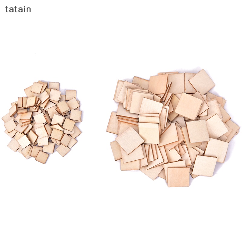 Set 100 Miếng Gỗ Trơn Hình Vuông / Tròn Dùng Để Làm Đồ Trang Trí Thủ Công