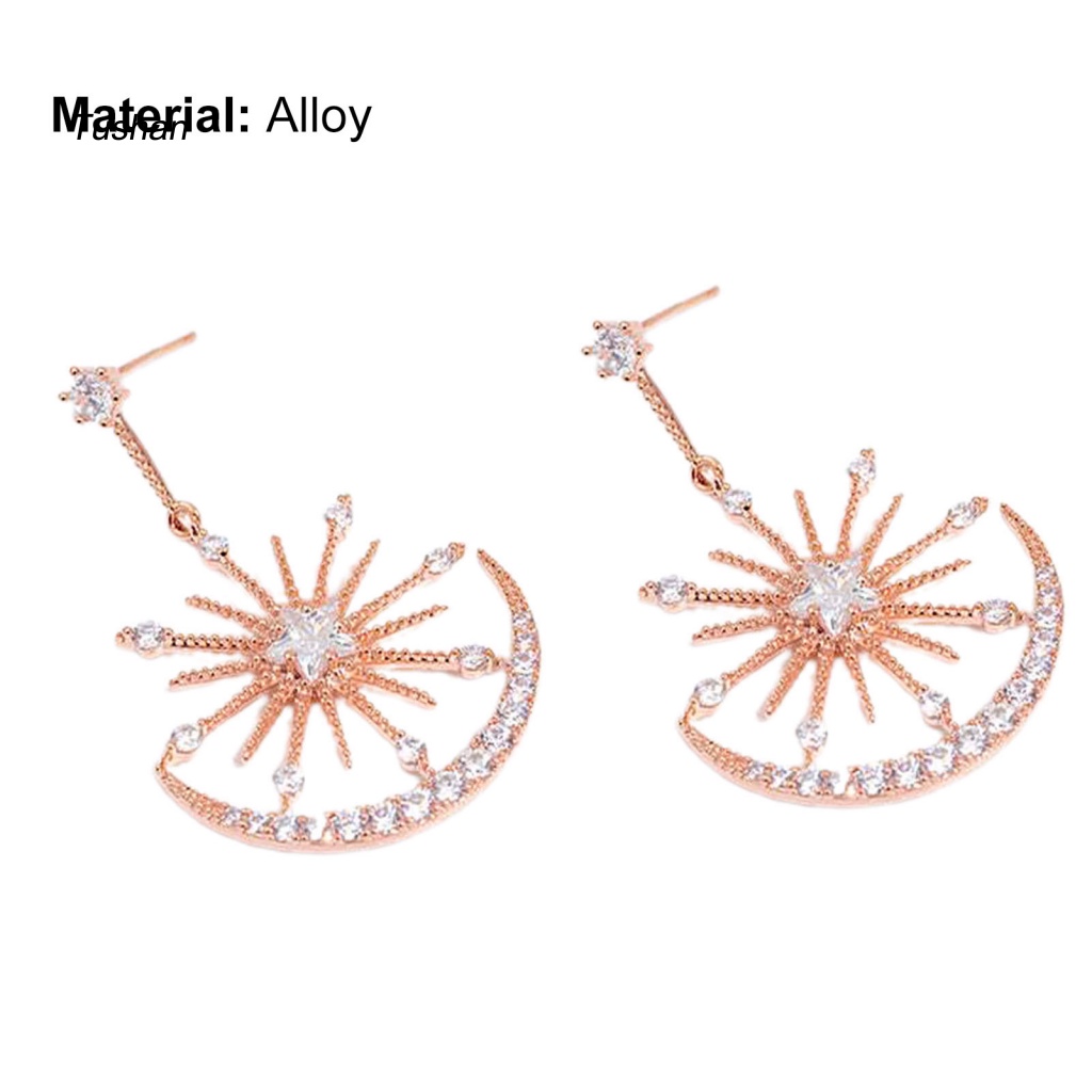 1 Đôi Bông Tai Hình Mặt Trăng Ngôi Sao Bắt Mắt Dễ Phối Đồ Thời Trang Thường Ngày Cho Nữ