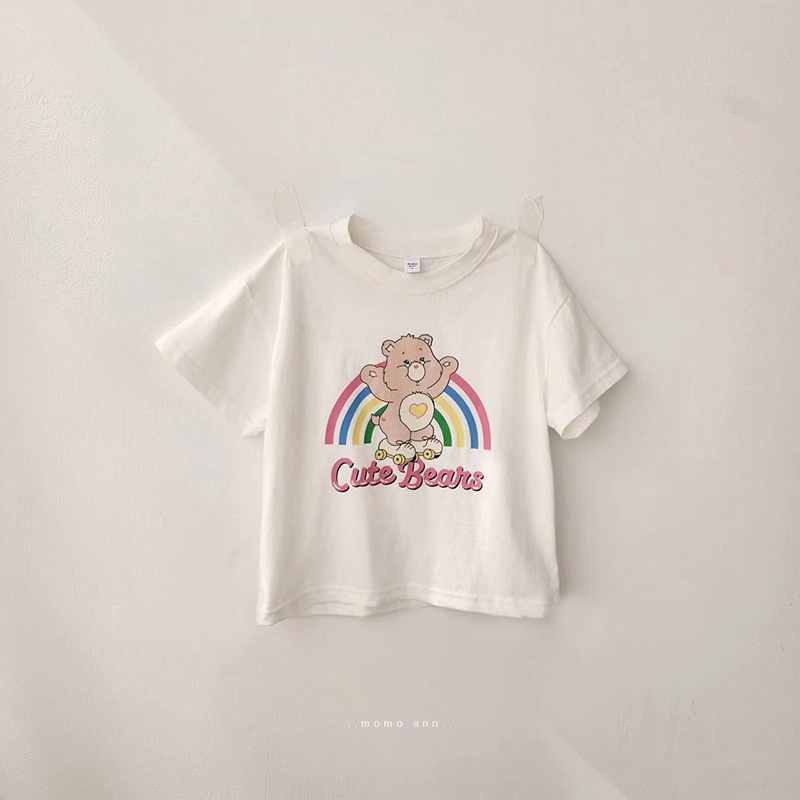 Áo Thun Tay Ngắn In Hình Gấu Hoạt Hình Phong Cách Hàn Quốc Thời Trang Hè 2023 Cho Bé Gái 2-9 Tuổi