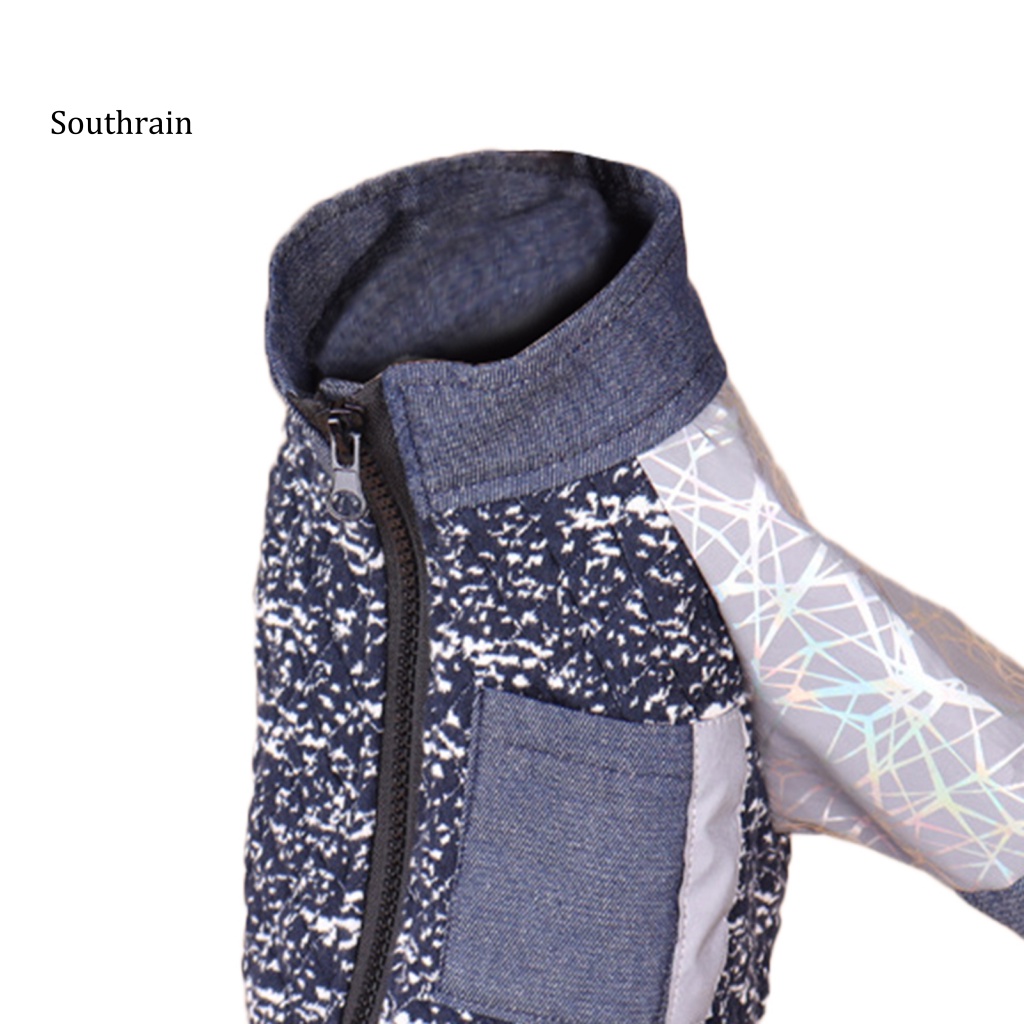 Áo Khoác Denim Mùa Đông Thiết Kế Phản Quang Khóa Kéo Thời Trang Cho Thú Cưng