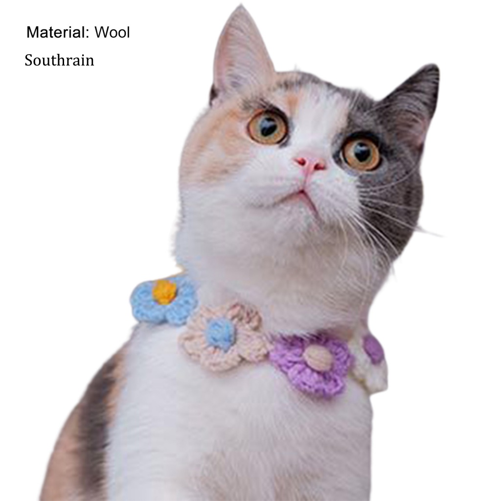 Vòng Cổ Len Dệt Kim Hình Hoa Tinh Tế Cho Thú Cưng