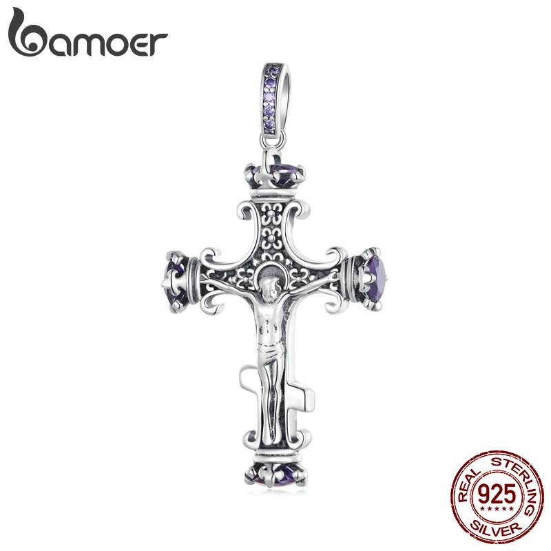 BAMOER Vòng cổ bạc 925 Mặt Thánh Giá Thời Trang