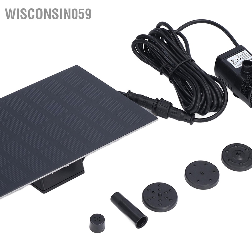 Wisconsin059 Máy bơm nước năng lượng mặt trời Đài phun nổi phong cảnh silicon đơn tinh thể không chổi than DC 9V 1.8W