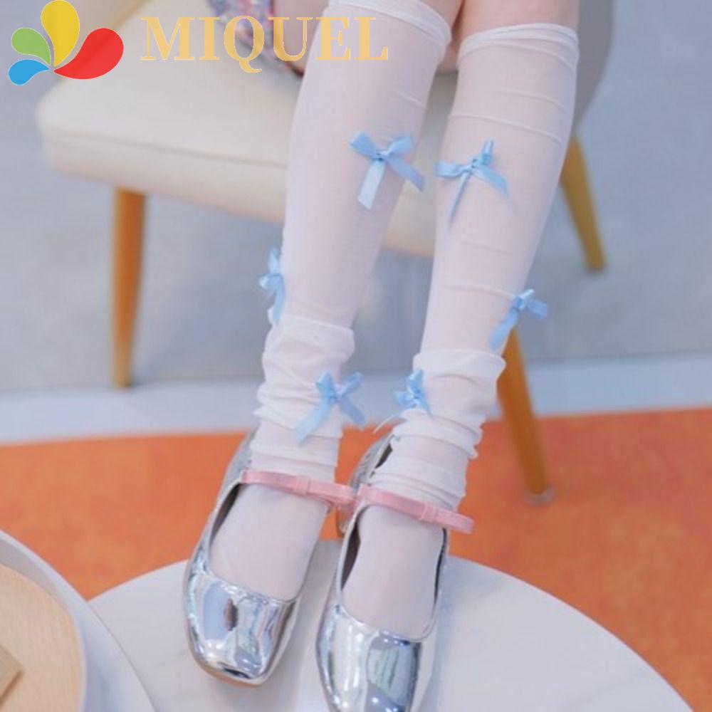 Vớ Múa Ba Lê Mềm Mại Co Giãn Màu Trắng Trong Suốt Đính Nơ Phong Cách Lolita Y2K Đáng Yêu Ngọt Ngào Chống Mài Mòn Dành Cho Bạn Nữ