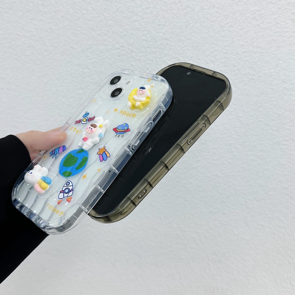 Ốp Điện Thoại Dẻo Trong Suốt Họa Tiết Hoạt Hình Chú Thỏ / Hành Tinh Độc Đáo Cho iPhone 13 12 11 Pro Max 14 Plus