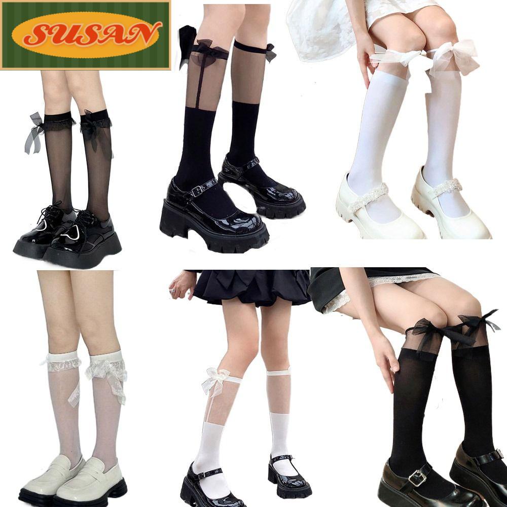 Vớ Dài Qua Gối Thoáng Khí Phối Nơ Dễ Thương Dành Cho Nữ