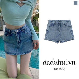 Daduhui The New Korean Version of the Ins Splicing Denim Skirt Light-colored A- line Skirt Niche Bag Hip Skirt