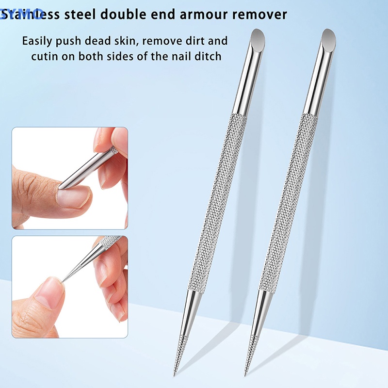 1 Dụng Cụ Cạo Biểu Bì Và Loại Bỏ Da Chết Móng Tay Hai Đầu Bằng Thép Không Gỉ