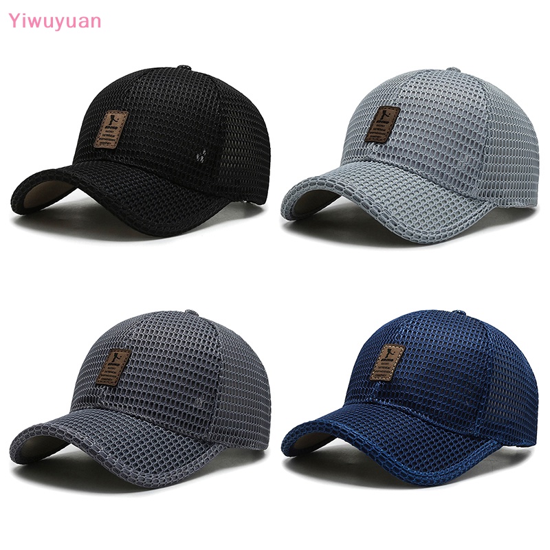< Yiwuyuan > Mũ Lưỡi Trai Phối Lưới Màu Trơn Thoáng Khí Phong Cách Hip Hop Mới Cho Nam