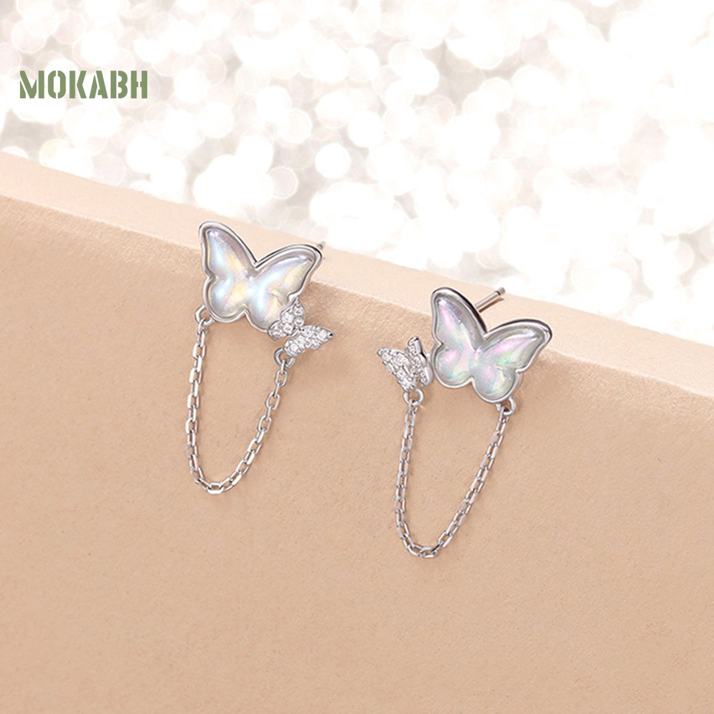 1 Đôi Bông Tai Hình Bướm Đính Đá Mặt Trăng Thời Trang Dành Cho Nữ