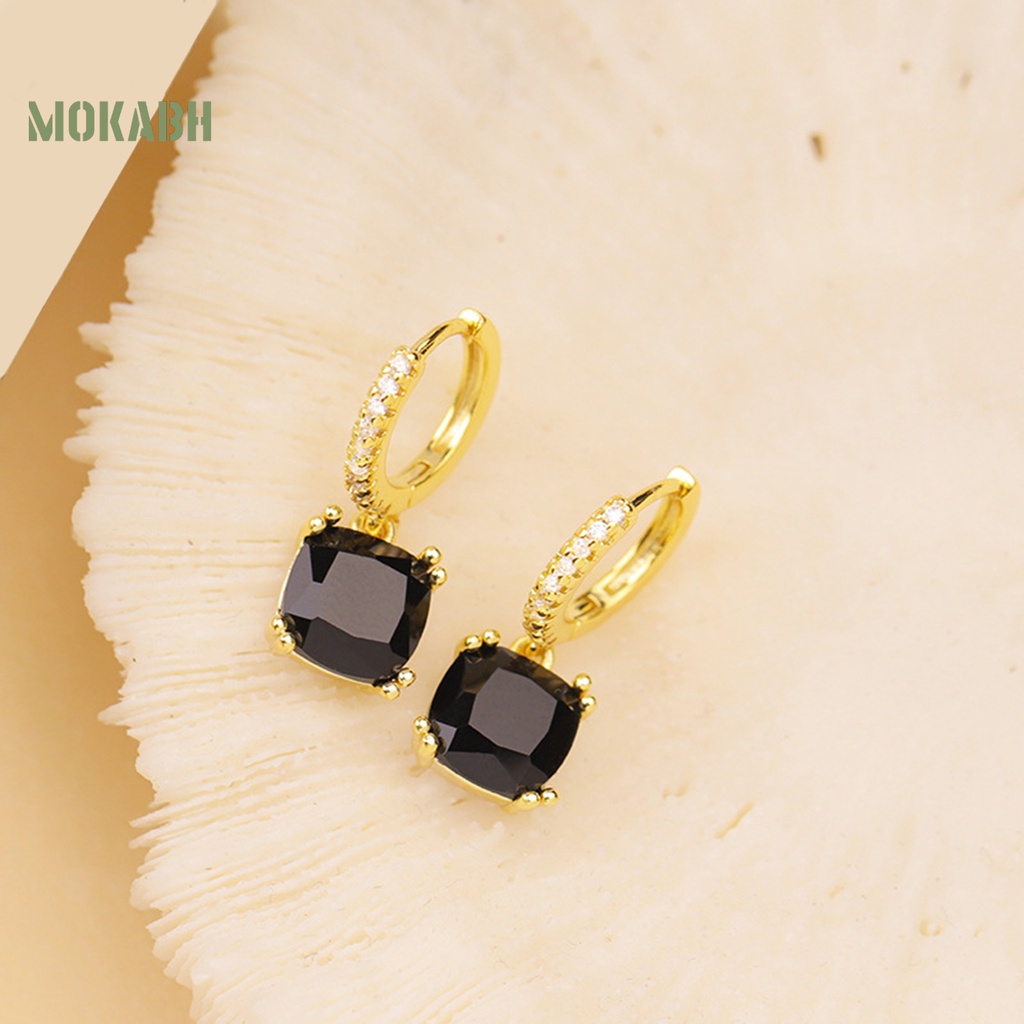 1 Cặp Bông Tai Đính Đá Pha Lê Đen Phong Cách Pháp Cổ Điển Thời Trang Cho Nữ