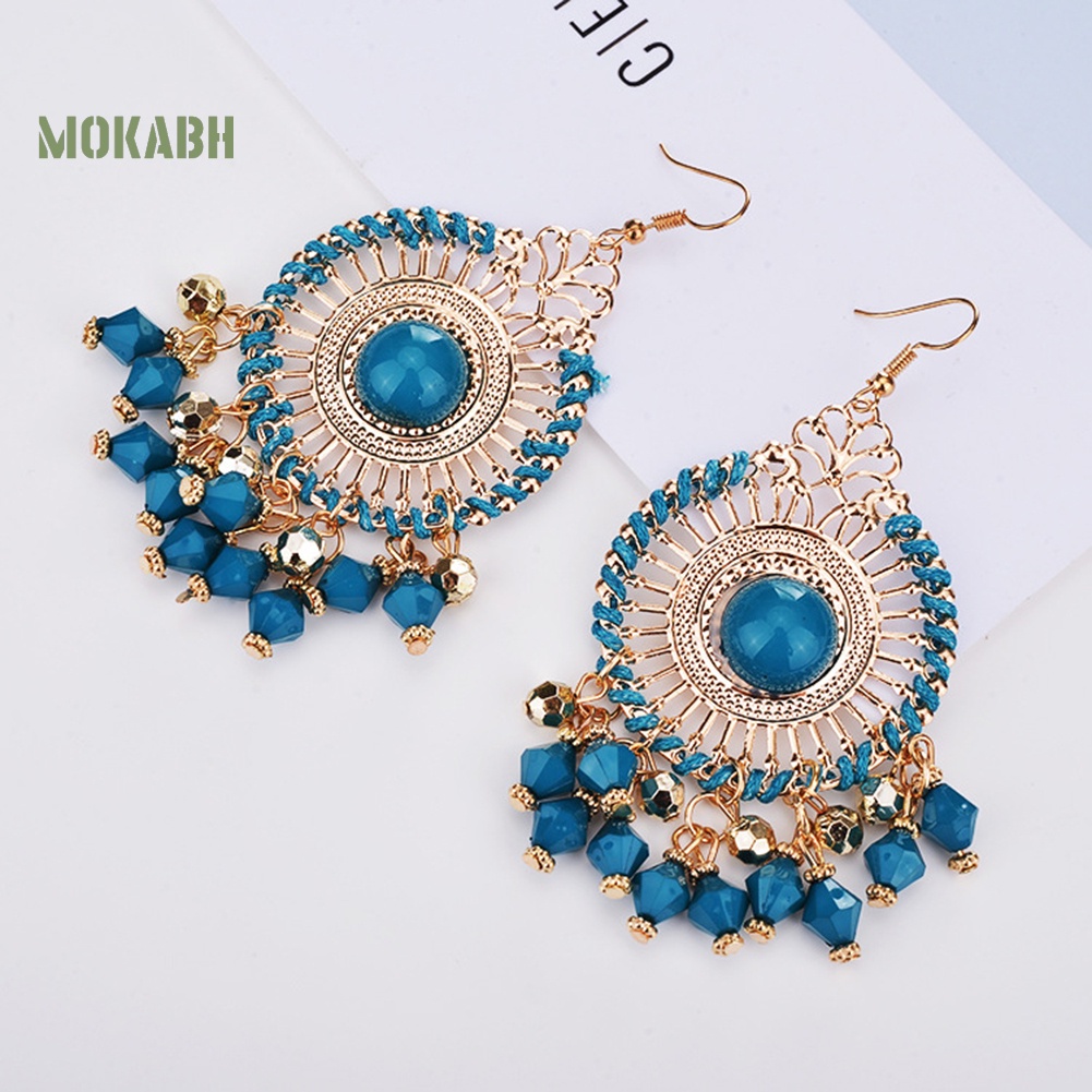 Bông Tai Chuỗi Hạt Phối Tua Rua Phong Cách Bohemia Thời Trang Cho Nữ