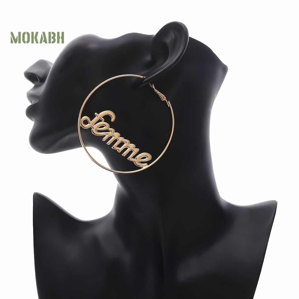 Bông Tai Tròn Khắc Chữ Baby Thời Trang Dành Cho Nữ