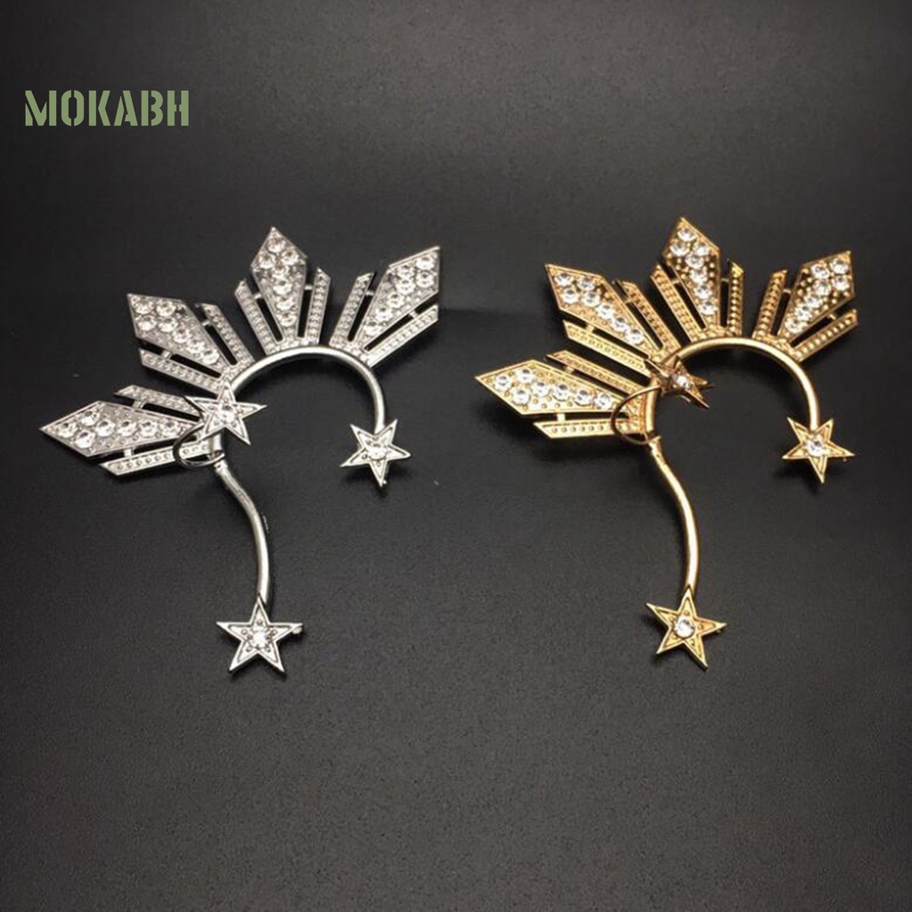 1 Khuyên Kẹp Vành Tai Không Xỏ Lỗ Hình Quạt Đính Pha Lê Lấp Lánh Thời Trang Dự Tiệc Cho Nữ