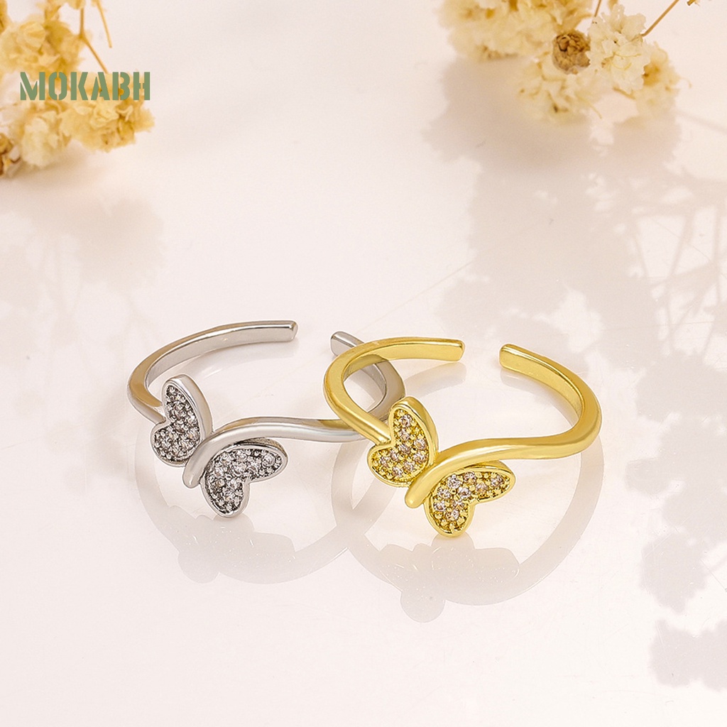 [Mới] Nhẫn Dạng Mở Đính Đá Hình Học Và Bướm Lấp Lánh Có Thể Điều Chỉnh