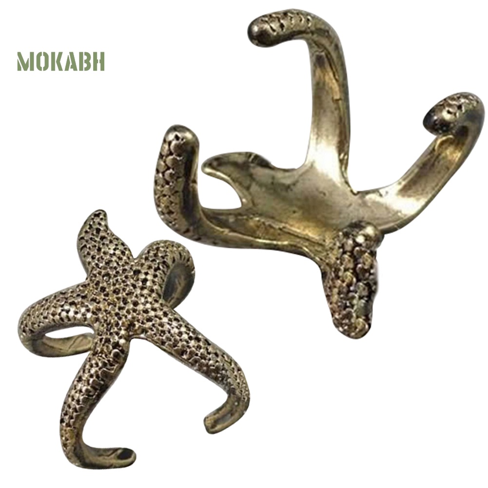 [Hot] Nhẫn Hở Hình Sao Biển Bằng Đồng Phong Cách Punk Cổ Điển