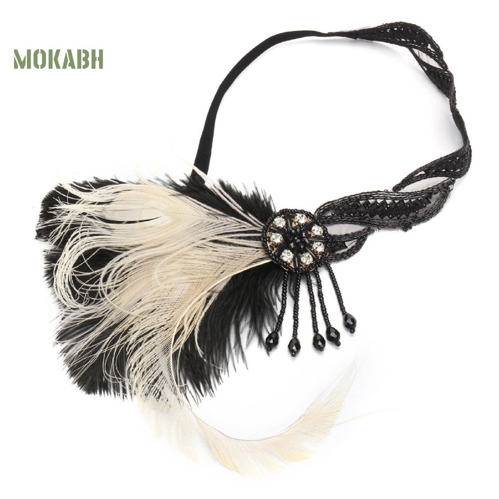 Băng Đô Cài Tóc Đính Đá Và Lông Vũ Cho Cô Dâu