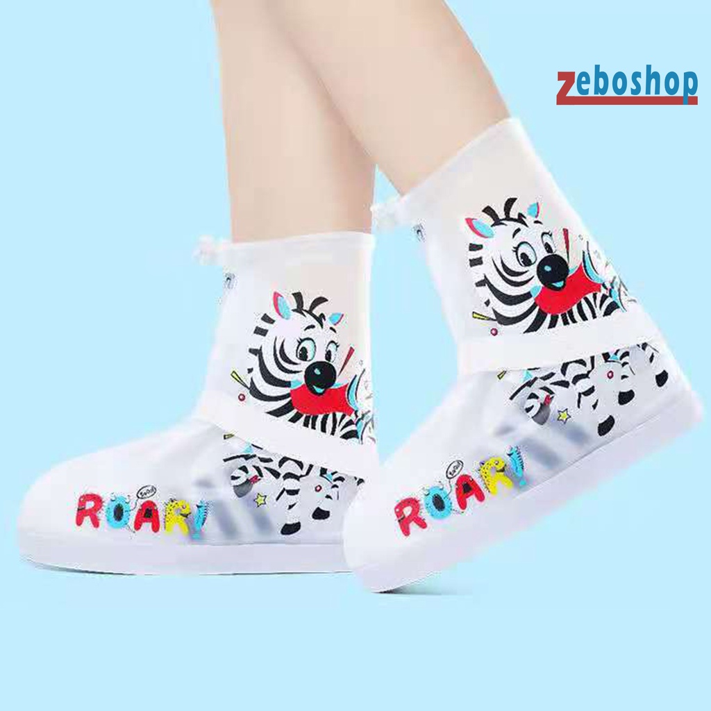 1 Cặp Giày Đi Mưa Chống Trượt Chống Thấm Nước In Họa Tiết Hoạt Hình Dễ Thương Cho Bé