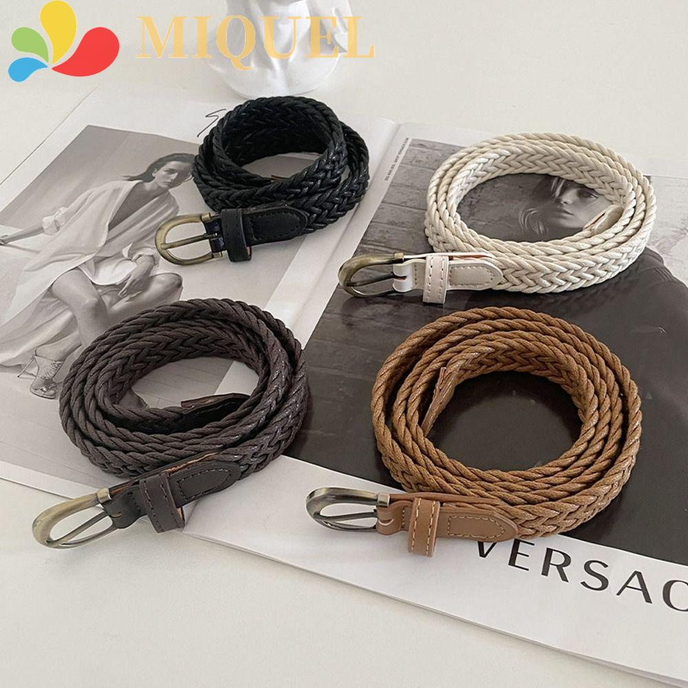 Thắt Lưng Bện Dây Khóa Vuông Phong Cách Vintage Thời Trang Cho Nữ