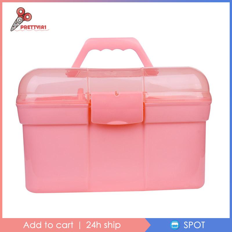 [Prettyia1] Hộp Đựng Dụng Cụ 2 Tầng Có Tay Cầm Di Động Cho Xe Hơi / Phòng Ngủ / Kh