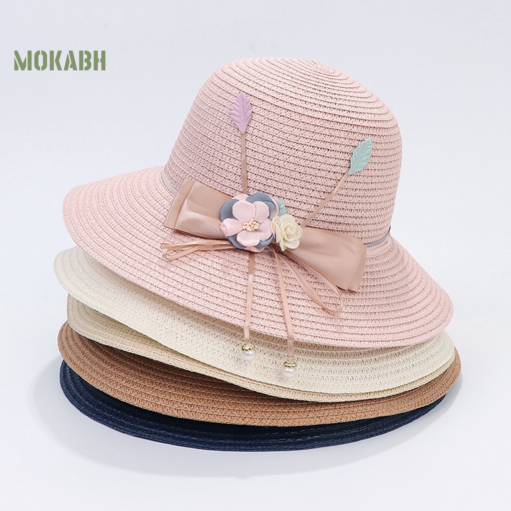 Nón Cối Rộng Vành Phối Ruy Băng Đính Nơ Thời Trang Mùa Hè Cho Nữ