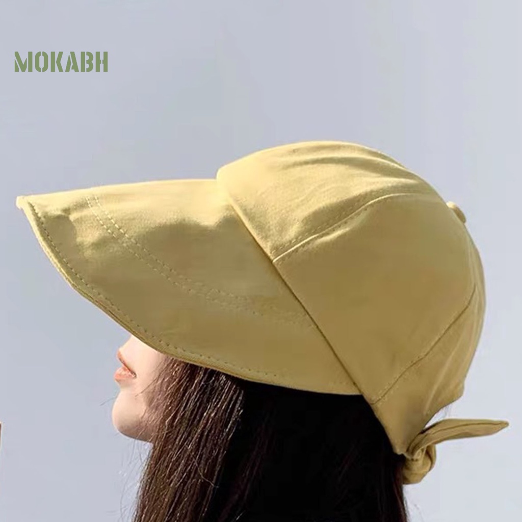 Nón Rộng Vành Màu Trơn Thắt Nơ Thời Trang Đi Biển Mùa Hè Cho Nữ