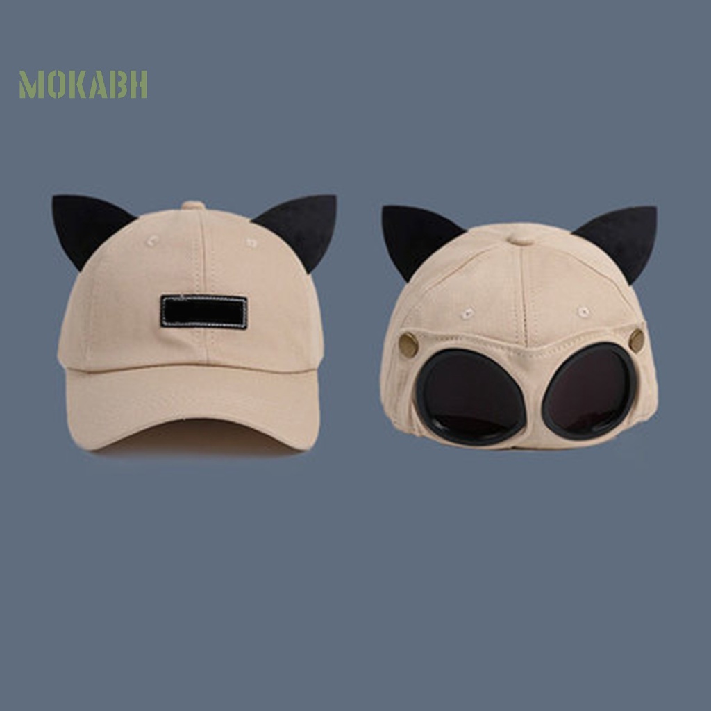 [Mok Abh] Mũ Bóng Chày Màu Trơn Có Thể Tháo Rời Và Tròng Kính Phi Công Ngoài Trời Cho Nam Và Nữ