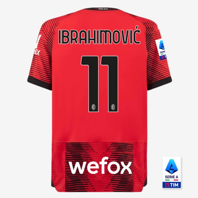 Qy Ibrahimovic AC Milan Áo Thun Thể Thao Tay Ngắn In Hình Đội Tuyển Đá Banh Sân Nhà Cho Người Hâm Mộ