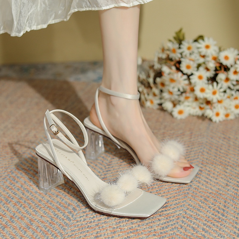 BEIJIANI Giày Sandal Cao Gót 7.5cm Quai Trong Suốt Thời Trang Mùa Hè Dành Cho Nữ