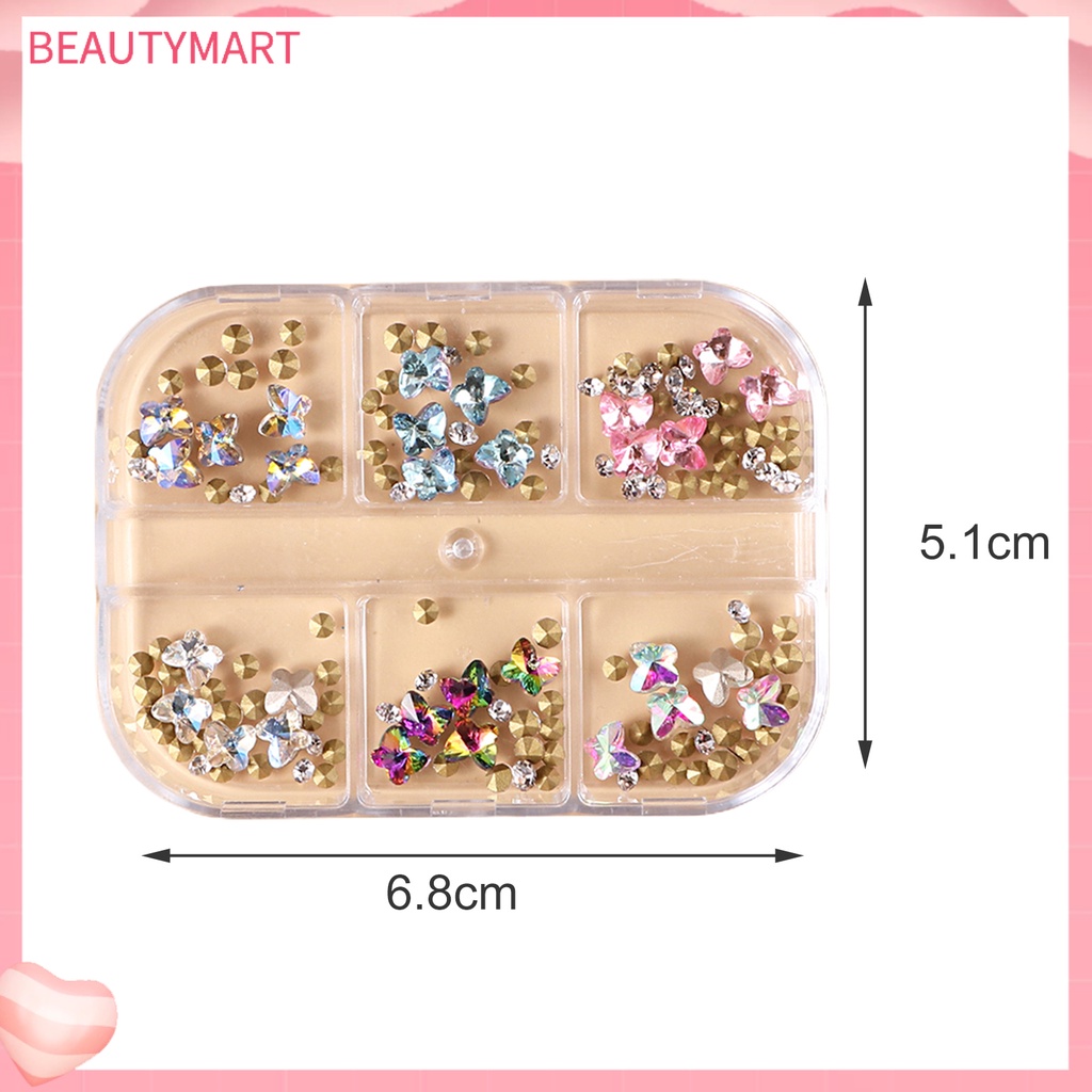 [beautymart] Phụ Kiện Trang Trí Móng Tay Mặt Kính Lấp Lánh Nhiều Màu Sắc DIY