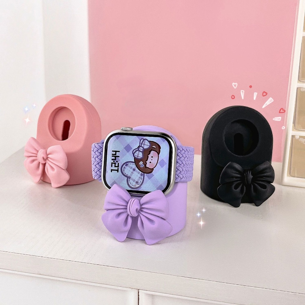Đế Sạc Silicone Hình Nơ Cho Đồng Hồ Thông Minh Apple Watch Ultra se Series 8 7 6 5 4 3 2 1