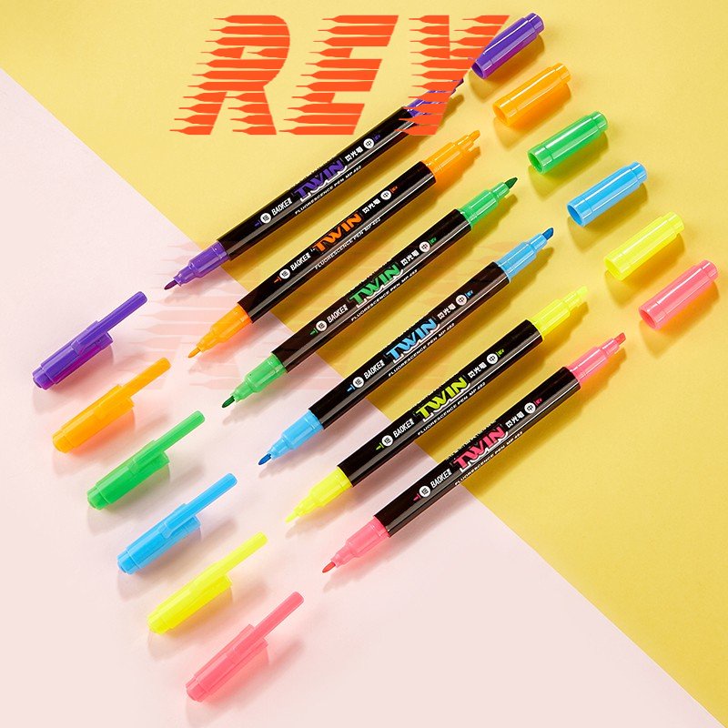 COMBO 6 cây bút dạ quang hai đầu TWIN 6 màu BAOKE MP492