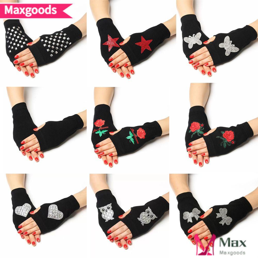 MAXG Găng Tay Len Hở Ngón Màu Đen Cho Nam Nữ